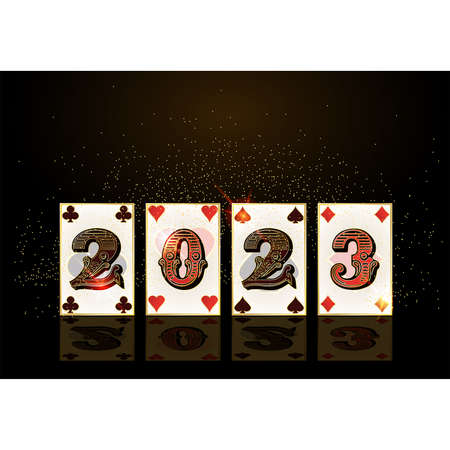 Christmas Poker banner, New 2023 Year, vector illustrationのイラスト素材