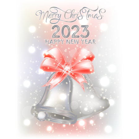 Merry Christmas New 2023 Year card with xmas bells, vector illustrationのイラスト素材