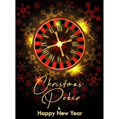 Happy New year greeting card. Christmas Casino roulette, vector illustrationのイラスト素材