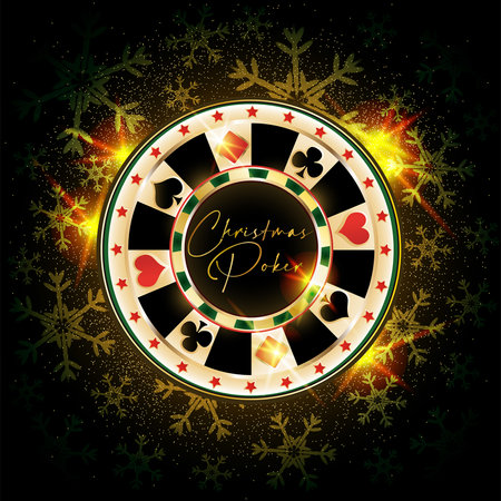 Happy New year. Christmas Casino background with poker chip, vector illustrationのイラスト素材