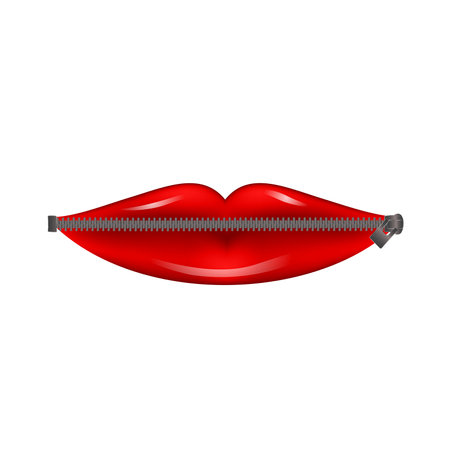 Female mouth closed with a zipper, vector illustrationのイラスト素材