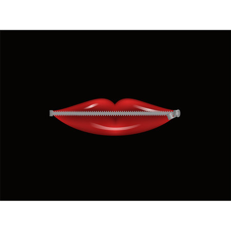 Women mouth closed with a zipper, banner vector illustrationのイラスト素材