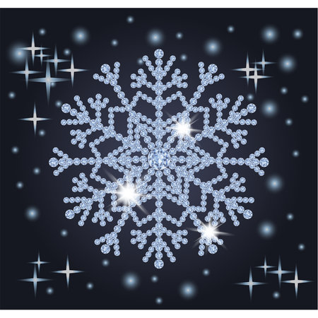Winter diamond snowflake, vector illustrationのイラスト素材