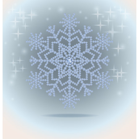 Ice diamond snowflake, winter background,vector illustrationのイラスト素材