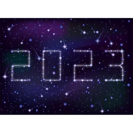 New 2023 year constellation card, vector illustration