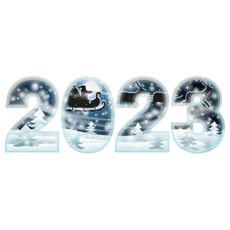New 2023 year winter banner with Santa Claus, vector illustration