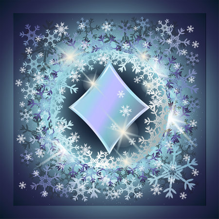Happy New year. Christmas Diamonds Poker card with xmas snowflake, vector illustrationのイラスト素材