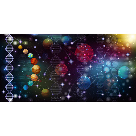 Galaxy wallpaper, DNA stars planets, vector illustrationのイラスト素材
