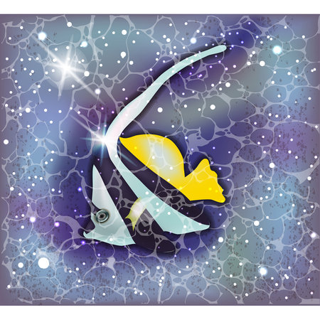 Angelfish summer greeting card, vector illustrationのイラスト素材
