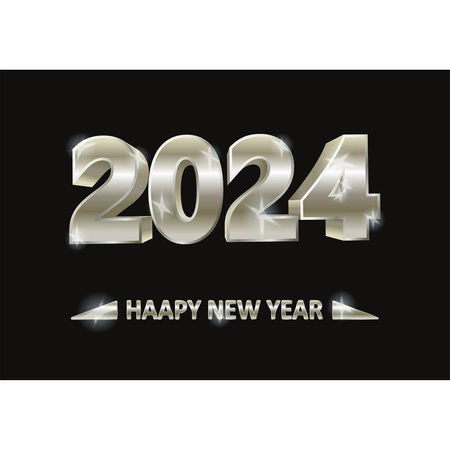 Silver New 2024 year. Christmas background, vector illustrationのイラスト素材