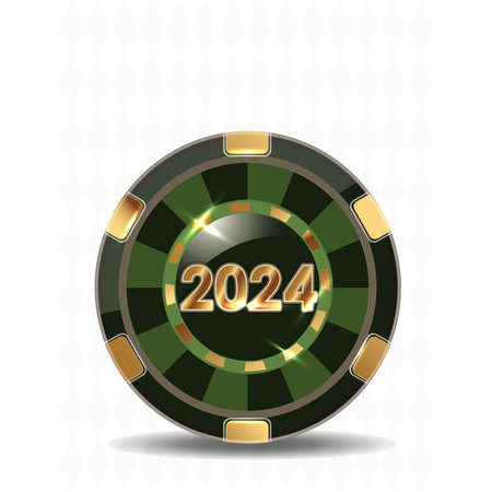 Casino xmas poker chip 2024 new year. vector illustrationのイラスト素材