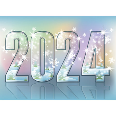 Frozen 2024 new year invitation card, vector illustrationのイラスト素材