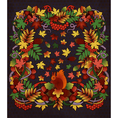 Autumn season wallpaper in art nouveau style, vector illustrationのイラスト素材