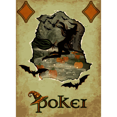 Casino Poker Diamonds Halloween party card , vector illustrationのイラスト素材
