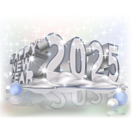 New 2025 silver year, vector illustrationのイラスト素材