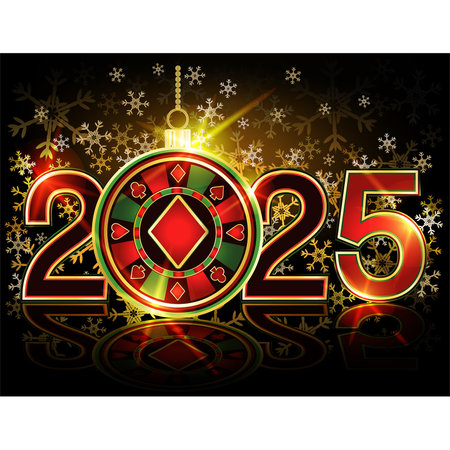 Casino 2025 New Year , poker diamonds card, vector illustrationのイラスト素材