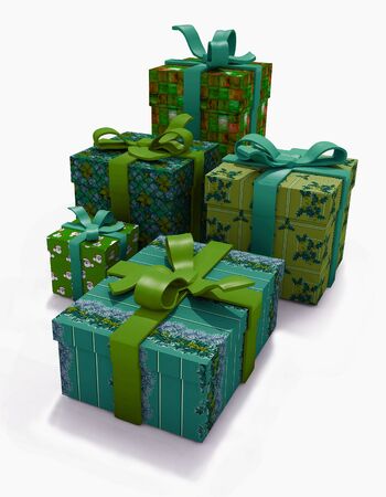 present boxes on white background