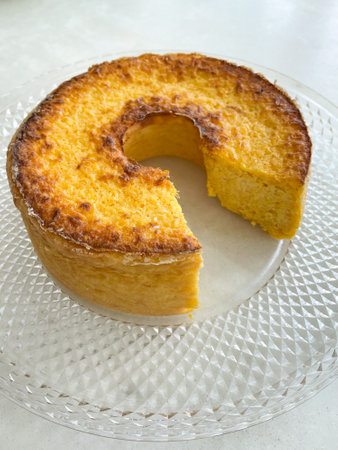 Brazilian corn cake made with a type of corn flour (Fuba). june party. Typical sweets from Festa...
