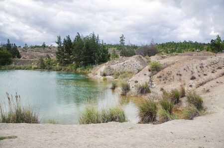TourisPozos Azules, beautiful blue lake a couple of kilometers from Villa de Leyva (Colombia)の写真素材