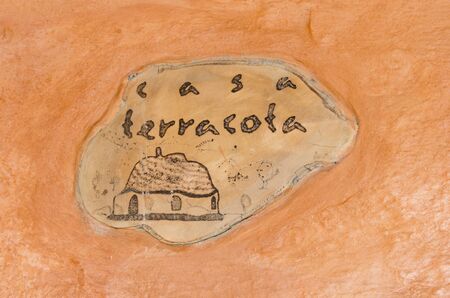 Detail of Casa Terracota, clay house built by architect Octavio Mendoza near Villa de Leyva, Colombiaの写真素材