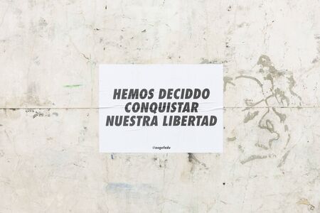Capital Federal, Buenos Aires / Argentina; Feb 19, 2020: rally in favor of legal, safe and free abortion; poster on a wall: we have decided to conquer our freedomのeditorial素材