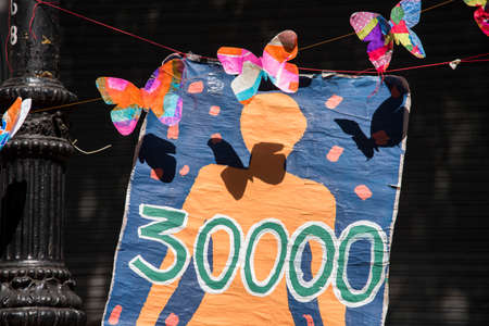 CABA, Buenos Aires / Argentina; March 24, 2017: National Day of Remembrance for Truth and Justice; silhouette representing the 30000 detainees - disappeared during the last dictatorship in Argentina.のeditorial素材