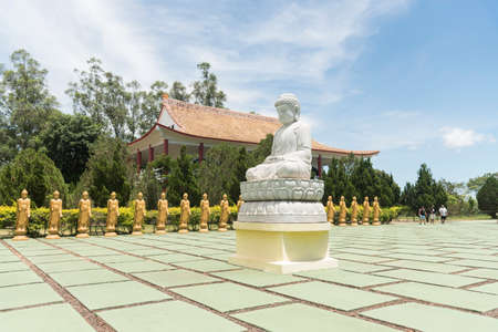 Foz do Iguacu, Parana / Brazil; Dec 17, 2017: Chen Tien Buddhist Temple, Buddhas Square, courtyard with 108 statues representing reincarnations of Buddha on earthのeditorial素材