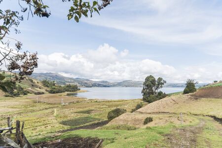 Aquitania, Boyaca / Colombia; April 8, 2018: Rural Andean landscape, Tota, the largest Colombian...