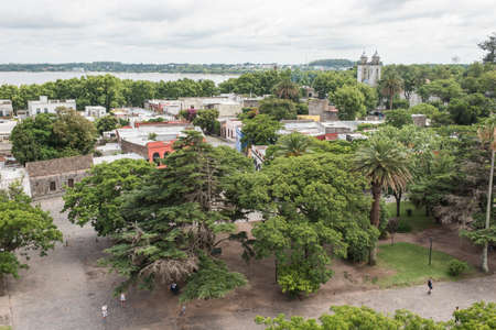 Colonia del Sacramento / Uruguay; Jan 2, 2019: panoramic view of the city from the viewpoint at the lighthouseの写真素材