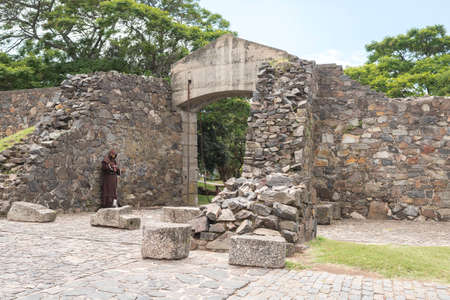 Colonia del Sacramento / Uruguay; Jan 2, 2019: Ancient Field Gate (Puerta del Campo, in Spanish), stone entrance to the old and historical part of the cityのeditorial素材