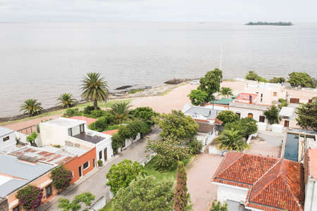 Colonia del Sacramento / Uruguay; Jan 2, 2019: panoramic view of the city and La Plata river, from the lighthouseのeditorial素材