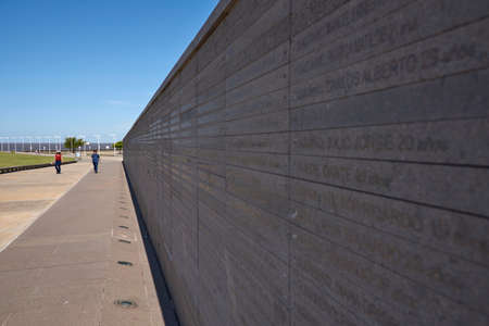 Buenos Aires, Argentina; Feb 01, 2020: people visiting the Remembrance Park, Monument to the victims of State Terrorism carried out by the government during the last civil military dictatorship.のeditorial素材