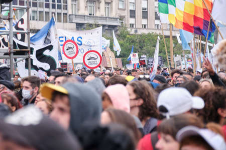 Buenos Aires, Argentina; March 24, 2022: National Day of Remembrance for Truth and Justice, crowd in Plaza de Mayo.のeditorial素材