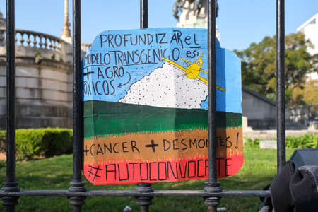 Buenos Aires, Argentina; May 21, 2022: Protest against the use of GMO and agricultural toxic...