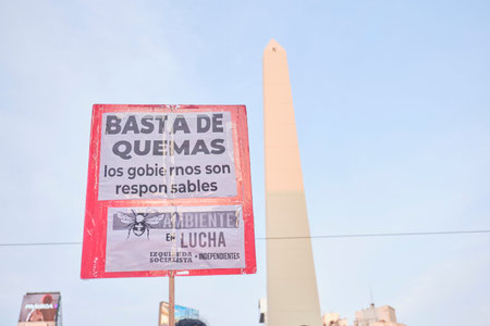 Buenos Aires, Argentina; August 25, 2022: Environmental activism, unrecognizable person holding a...
