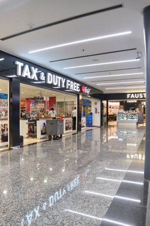 Buenos Aires, Argentina, November 18, 2022: Duty free shop at Jorge Newbery International Airport.のeditorial素材
