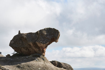 Rock formation known as El Pollito, famous geological trail sign for hikers to know they are on the...