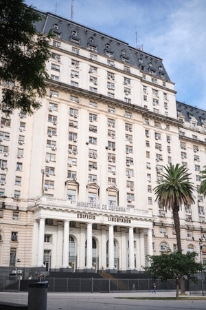 March 14, 2023, Buenos Aires, Argentina: Facade of the Libertador building, Argentine Ministry of Defense headquarters.のeditorial素材