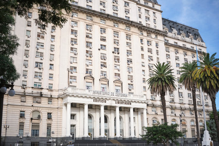 March 14, 2023, Buenos Aires, Argentina: Facade of the Libertador building, Argentine Ministry of Defense headquarters.のeditorial素材