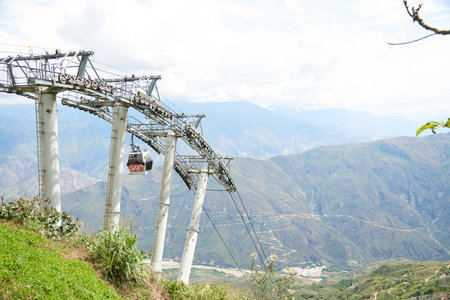 Aratoca, Santander, Colombia, Nov 23, 2022: Cable car over the Chicamocha Canyon, a popular...