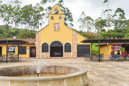 Aratoca, Santander, Colombia, Nov 23, 2022: catholic chapel at La Plazuela cable car Station, in the Chicamocha National Park, Panachi, popular tourist destination of the region.のeditorial素材