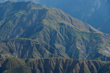 Detail of the texture of the mountains in the Chicamocha Canyon, mountainous Andean area in Santander, Colombia.の写真素材