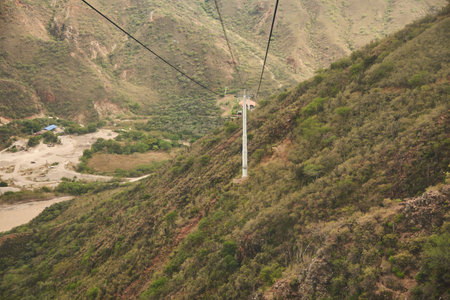 Aratoca, Santander, Colombia, Nov 23, 2022: Cable car over the Chicamocha Canyon, a popular...