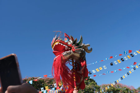 February 8, 2026; Buenos Aires, Argentina: Chinese New Year festival with food stands and artistic...