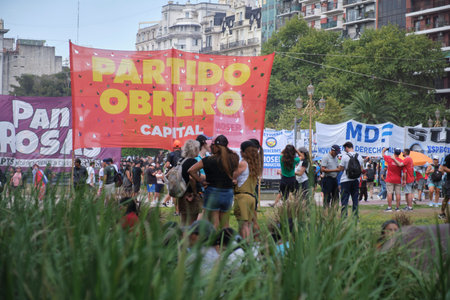 February 11, 2026; Buenos Aires, Argentina: massive protest against labor reform being debated that same day in the Senate.のeditorial素材