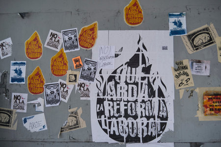 February 11, 2026; Buenos Aires, Argentina: massive protest against labor reform being debated that...