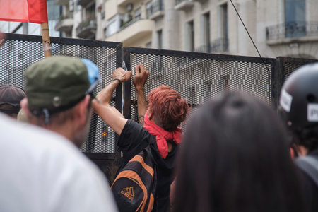 February 11, 2026; Buenos Aires, Argentina: massive protest against labor reform being debated that...