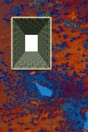 Digital art work from rusty texture and moneyの写真素材