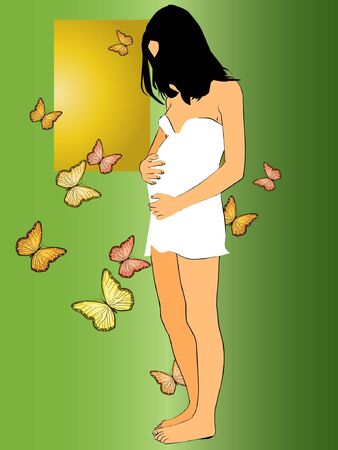 Vector graphic illustration of a pregnant woman.のイラスト素材