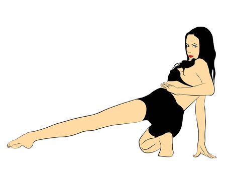Vector graphic illustration of a woman exercising.のイラスト素材